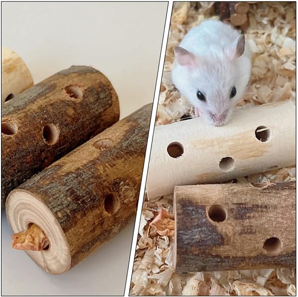 2 Pièces de Jouets à Mâcher en Bois Naturel pour Lapins et Hamsters, Bâtonnets à Ronger pour Animaux Mordant des Jouets, Accessoires de Dentition pour Petits Rongeurs - 4