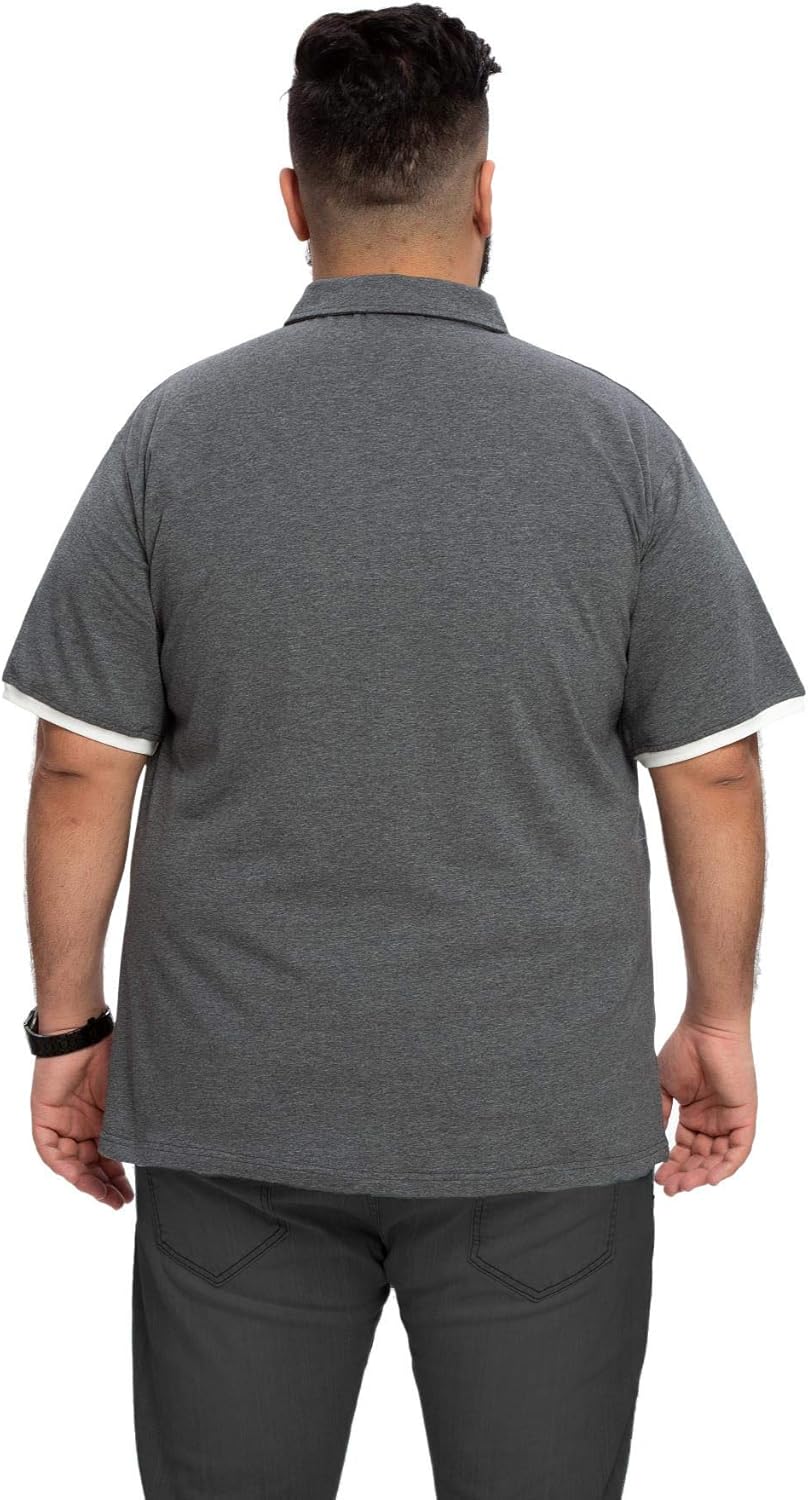 Aiyino Men's Big and Tall Classic Fit Short Sleeve Solid Soft Cotton Polo Shirt 2XL Dark Grey - Image 5