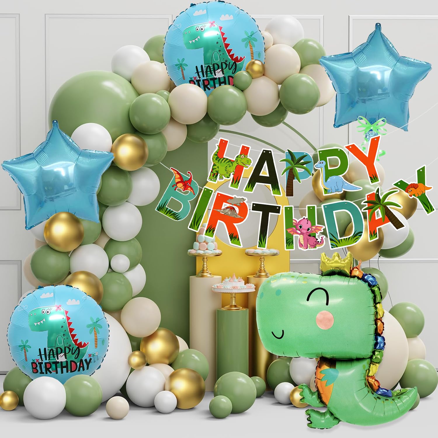 Rozi Decoration Dinosaur Theme Birthday Decorations Items Set of 58 Pcs | Foil Balloons for Party | Birthday Decoration Kit for Boys Dinosaur Theme-image-48