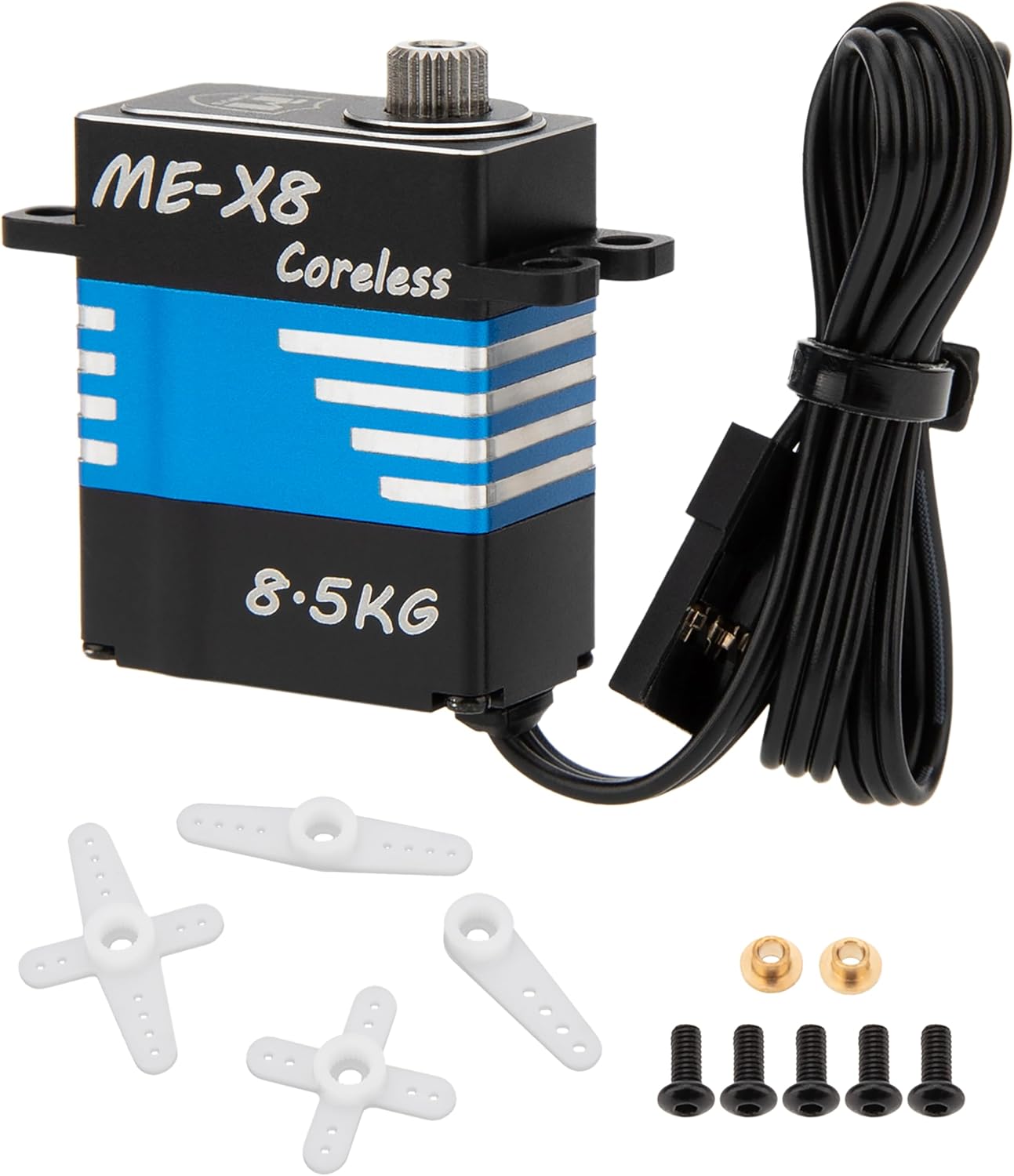 MEUS Racing V2 Coreless RC Micro Servo 8.5KG with High Torque for SCX24 TRX4M SCX10 TRX4 1/24 1/18 1/10 1/8 RC Crawler Car, Back Wiring (ME-X8)