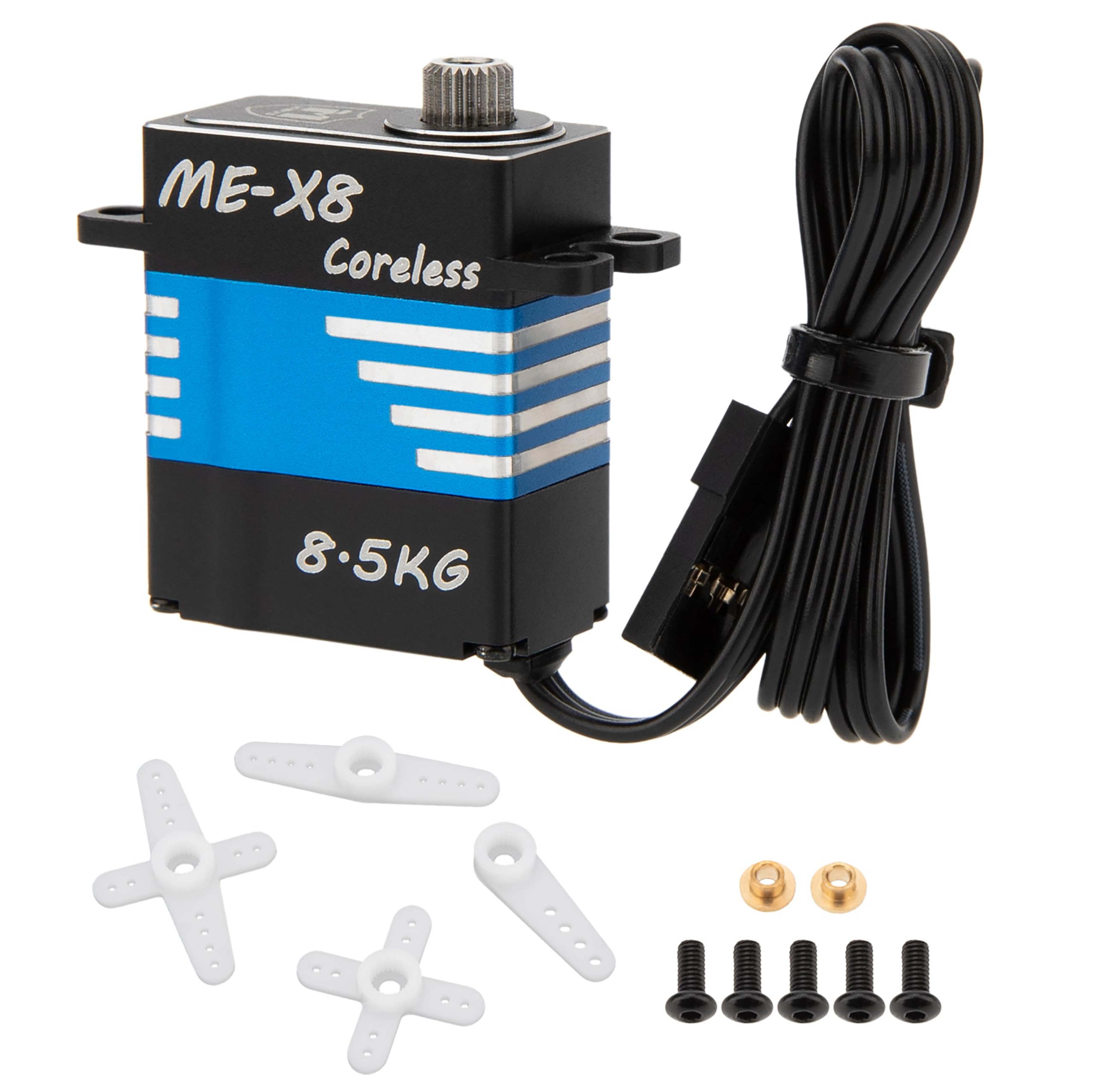 MEUS Racing V2 Coreless RC Micro Servo 8.5KG con coppia elevata per SCX24 TRX4M SCX10 TRX4 1/24 1/18 1/10 1/8 RC Crawler Car, cablaggio posteriore (ME-X8)