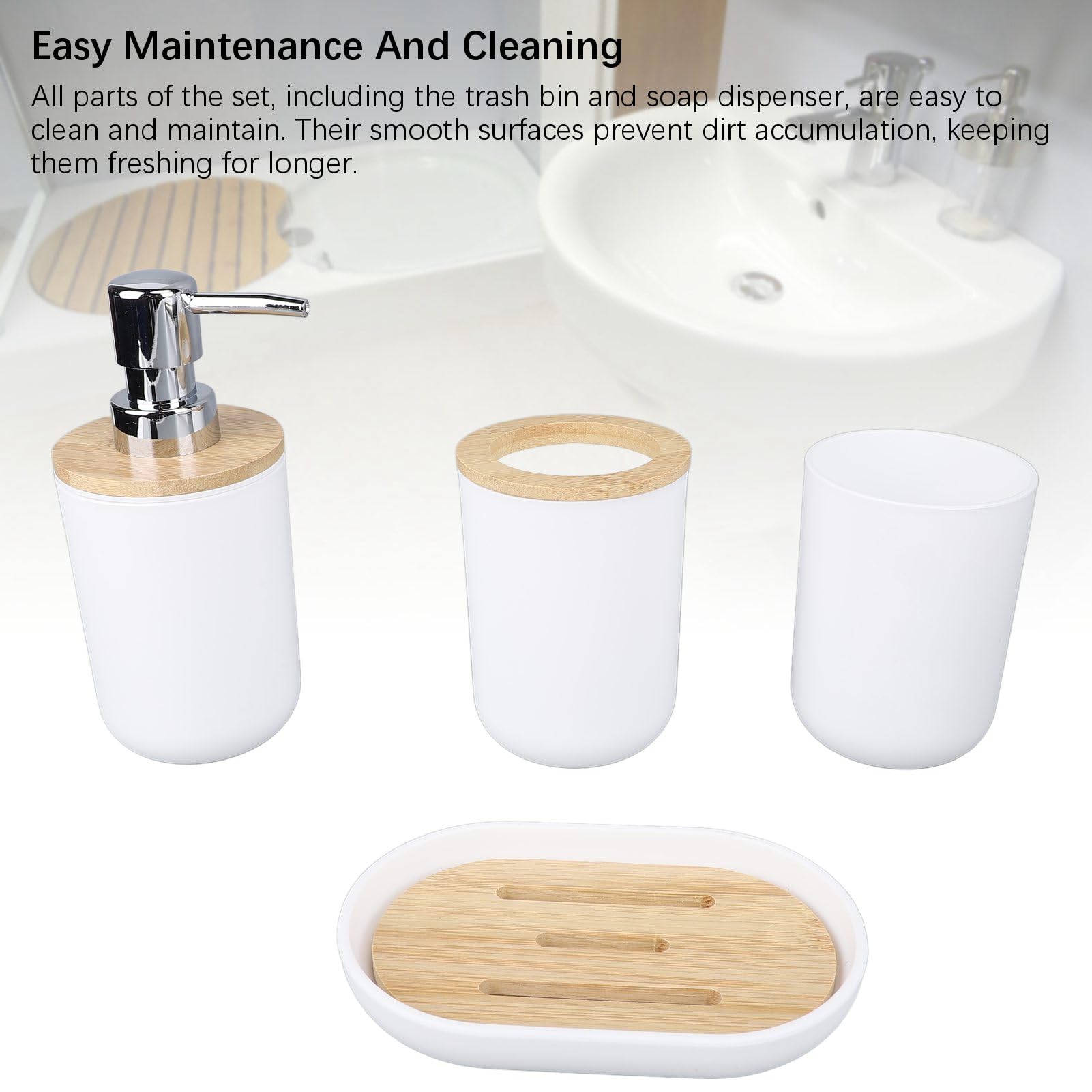 6pcs Accesorios de baño, PP Basura Puede jabón dispensador de jabón Plato de Cepillo de Dientes Tope brochador para el Cepillo para el Inodoro para el hogar inauguramiento