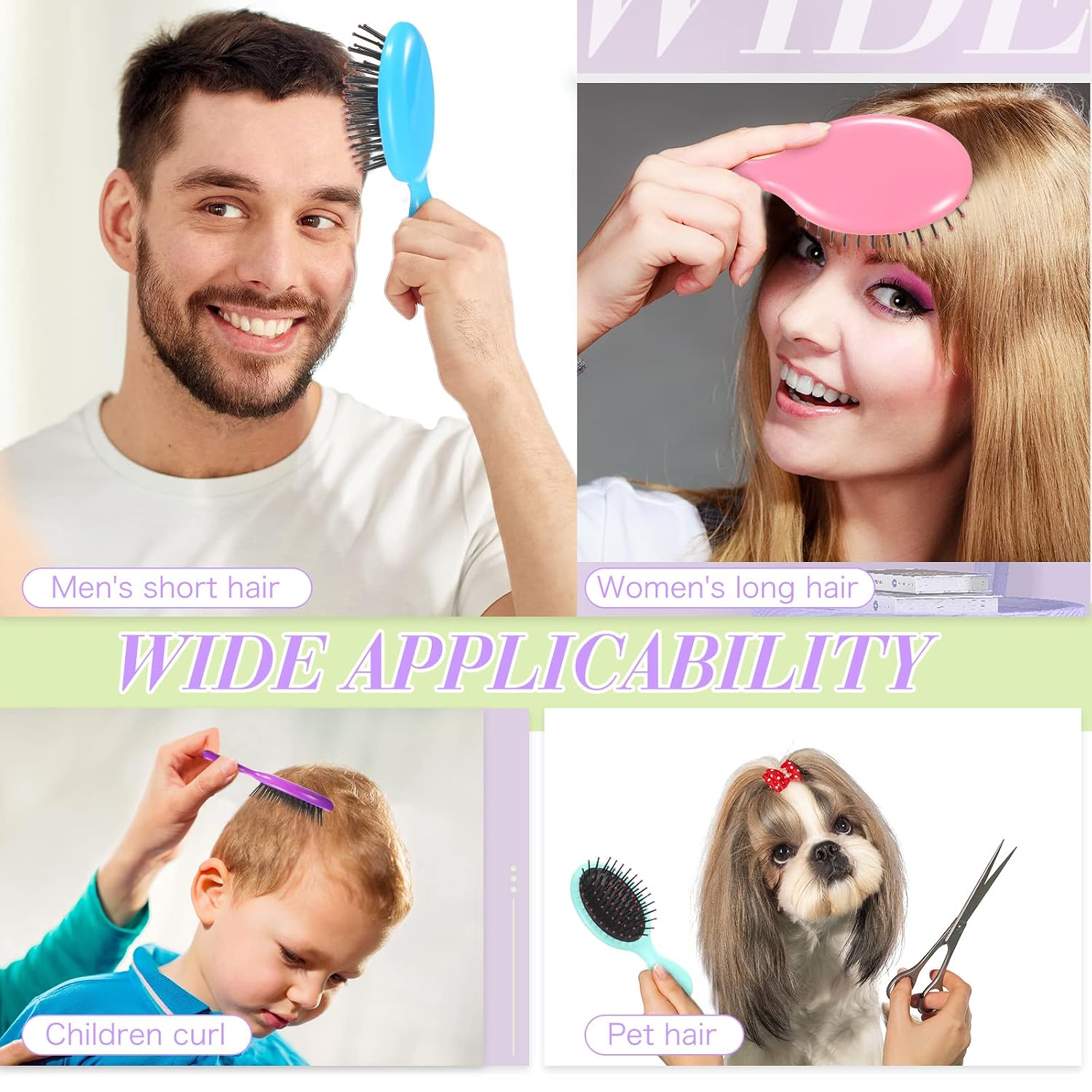 Honeydak 12 Pcs Mini Hair Brush Bulk for Women Girls Toddler Travel Detangling Brush Soft Bristles Travel Detangler for Most Hair Types(Cute Colors)