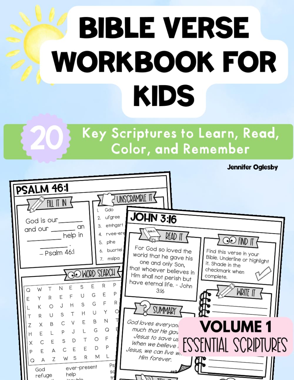 Bible Verse Workbook for Kids Ages 8-12: 20 Key Scriptures to Learn, Read, Color, and Remember (Volume 1)
