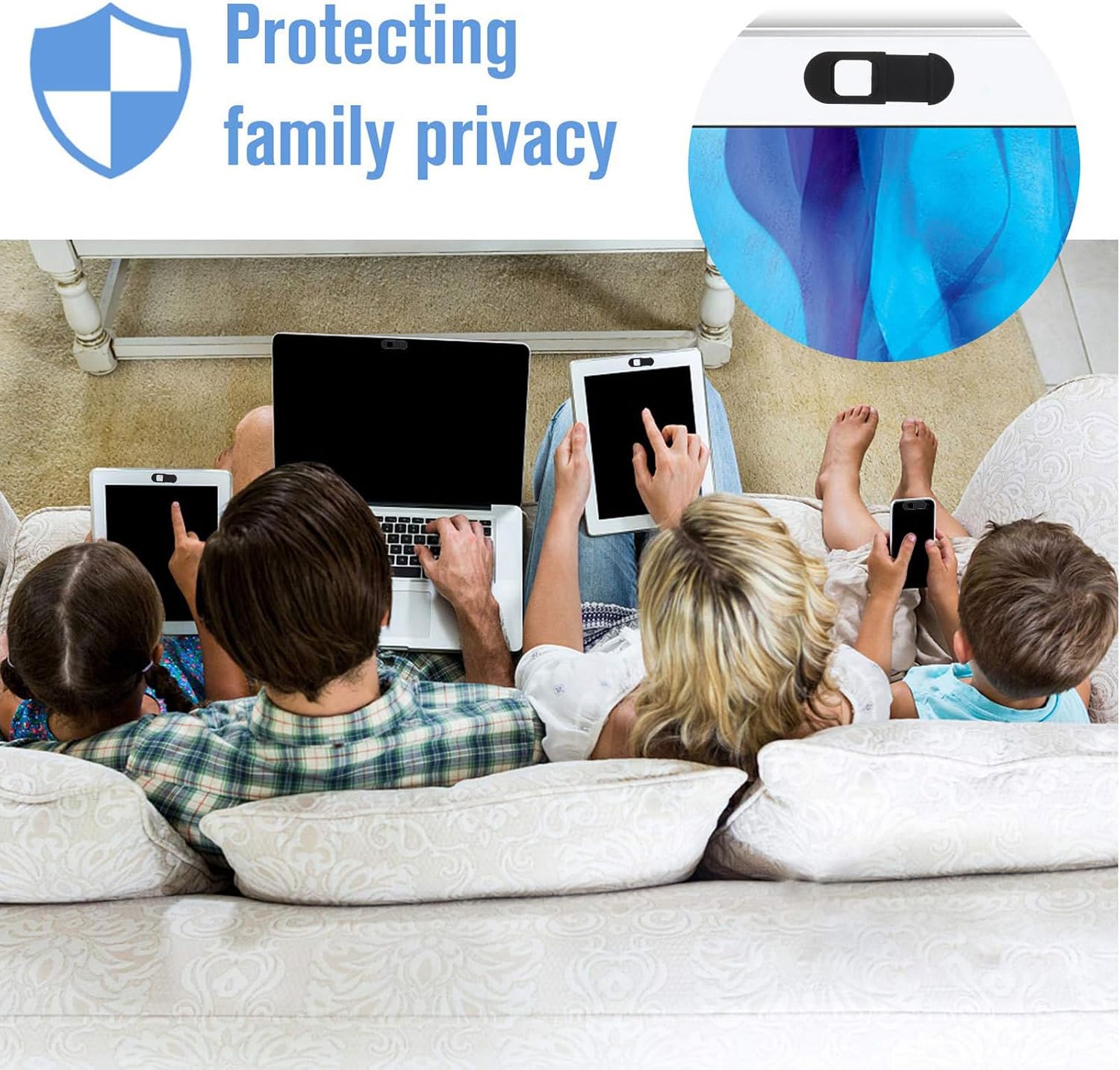 Webcam Cover Slide with Adhesive Backing, Easy to Use 4 Pieces Abs Material Privacy Protector Black for Laptop and Tablet for Web Camera