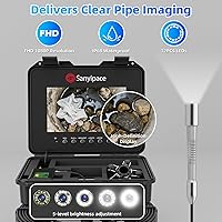 Vista 6 de Sanyipace Cámara de Alcantarillado con Localizador de Tuberías, Cable de 7mm/0.28pulgadas, 512Hz, Pantalla IPS de 10.1", Tarjeta de 32GB, Cámara