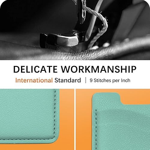 Miniatura 4 de Funda de piel con tarjetero para teléfono, billetera adhesiva, elástica y compatible con iPhone, Samsung, paquete de 2 unidades, color verde