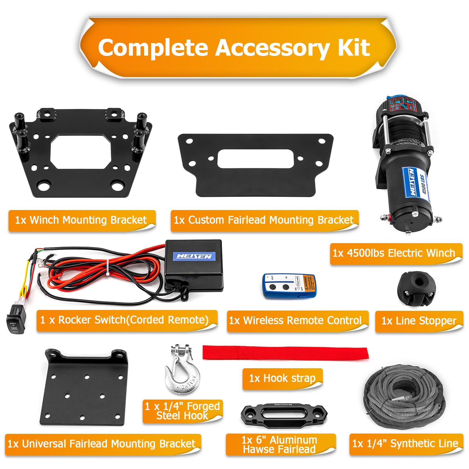 Amazon.com: WeiSen 4500lb Electric Winch Kit Fit for Kawasaki