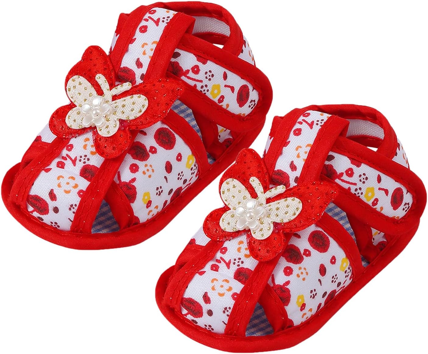 POLG Toddler Baby Girls Boys Soft-Soled Shoes Infant Walkers Shoes Cartoon Strawberry Print Bow Princess Shoes (Pink, 0-3 Months)