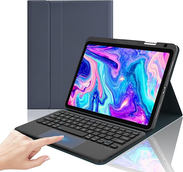 Keyboard Case for iPad Air 5th 4th 2022 2020&for iPad Pro 11" 4th 3rd 2nd 1st Gen iPad 11-inch 2022 2021 2020 2018, iPad Case with Wider Touchpad & UK English Layout Keyboard & Pencil Slot