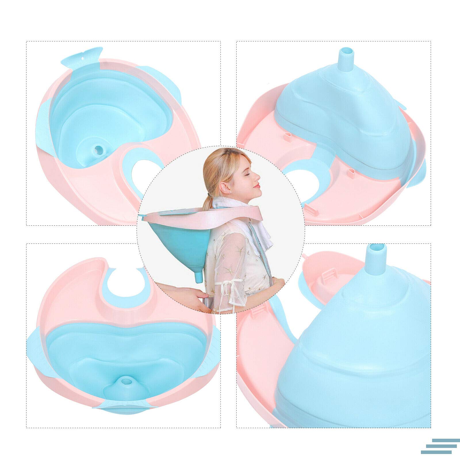Lavabo portátil para el pelo, lavamanos para la cabeza, bandeja de lavado de pelo, lavamanos para personas posturadas, personas mayores, niños, silla de ruedas, 31 x 43 x 48 cm