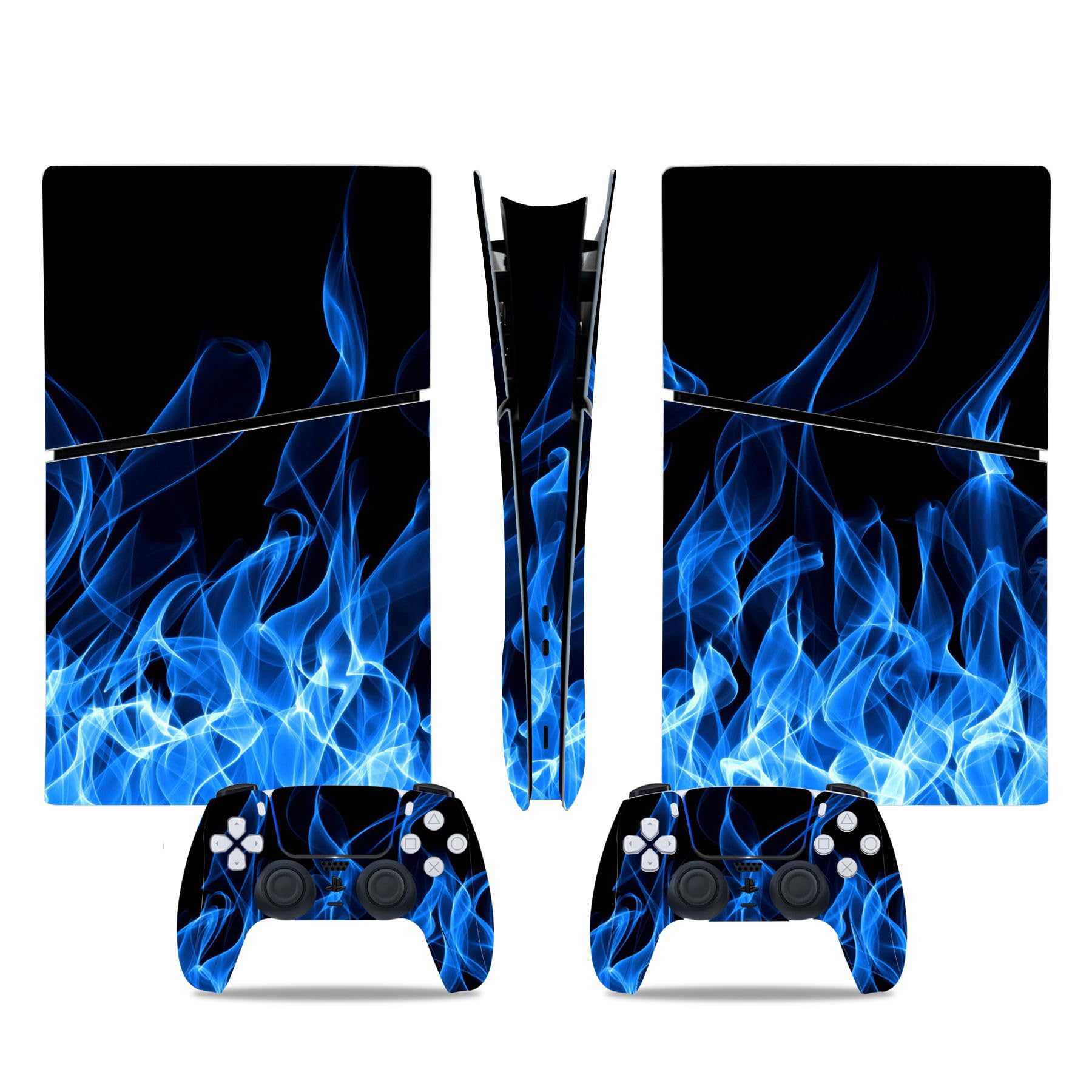 CXWITHY Skin Sticker for PS5 Slim Digital Console and Wireless Controller, Full Set Protective Skin Wrap, Game Accessories Decal Cover for PS5 Slim Digital (Blue Fire)