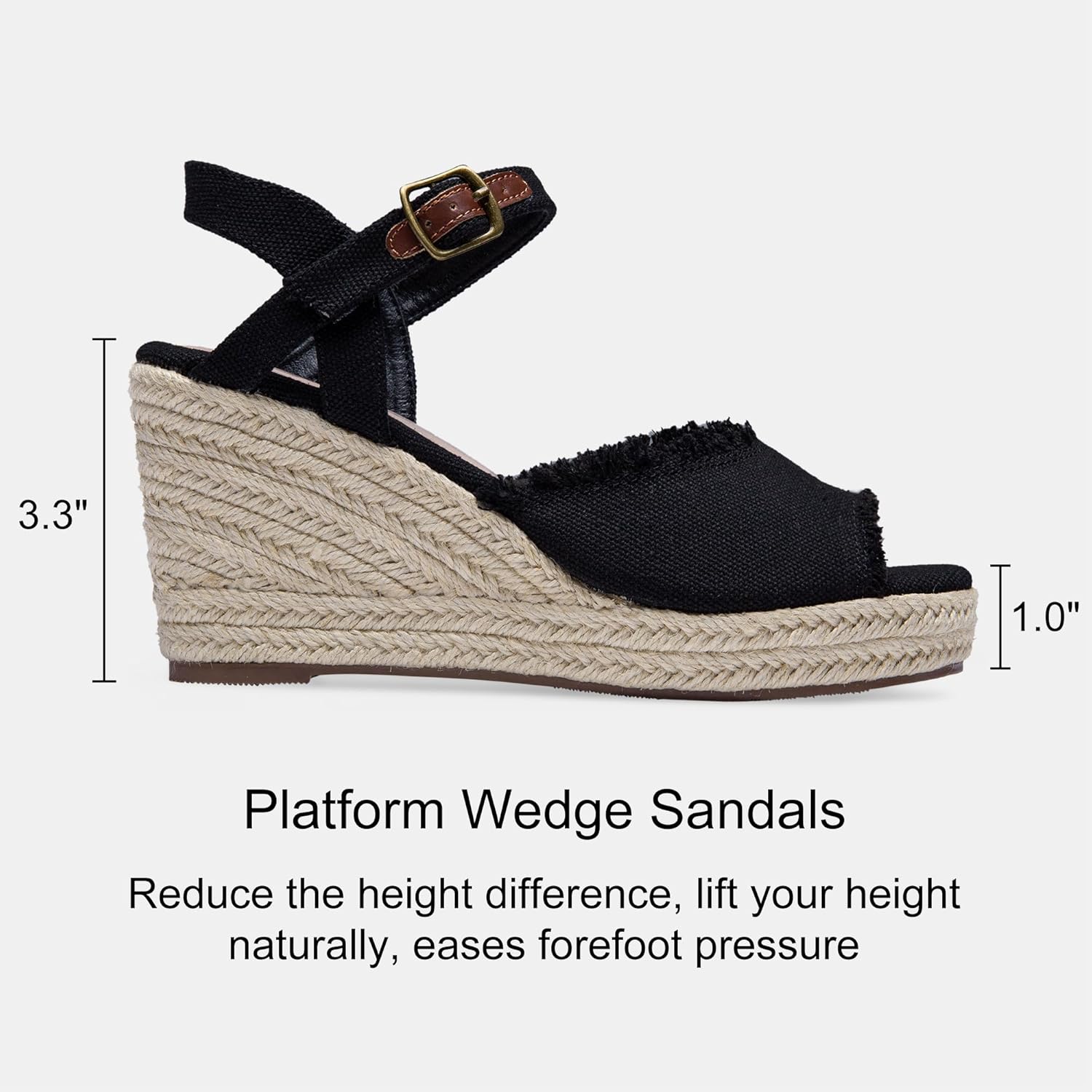 Vepose Women's 880 Wedge Sandals Peep Toe, 3.3" Inch High Heel Platform Espadrilles Sandals with Ankle Buckle - Image 4