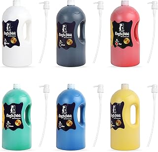 Acrylic Paint Set, Six 2-Liter Acrylic Paints, over a 1/2 Gallon Bulk Acrylic Paint Per Container with Pumps, Includes Bla...