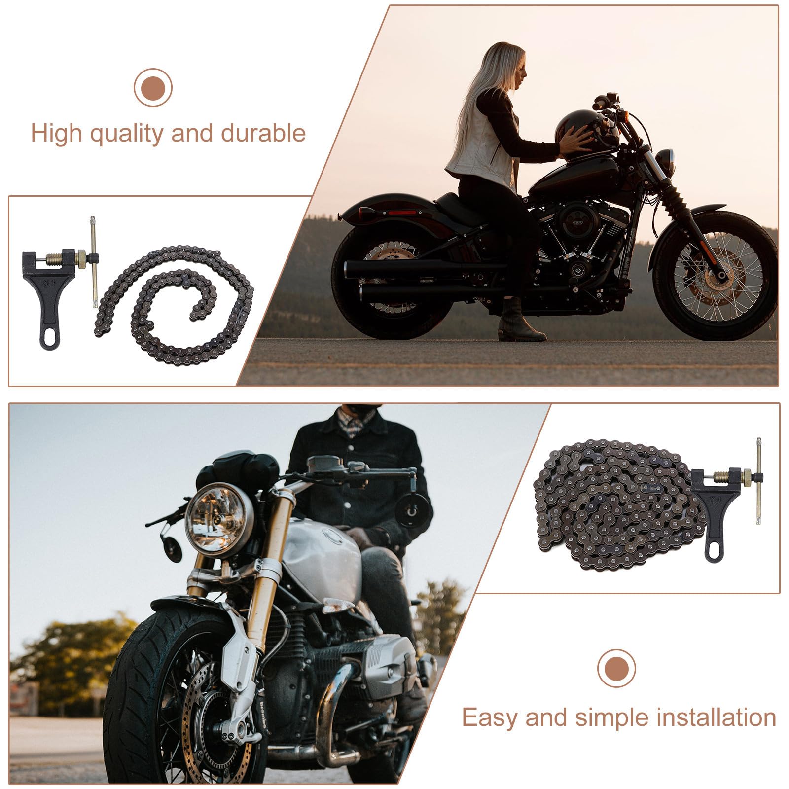 VALICLUD 132 gliedrige Robuste Motorradkette aus Metall mit Kettennieter Satz Installieren für Offroad Dirtbike und 110 125cc Motorräder