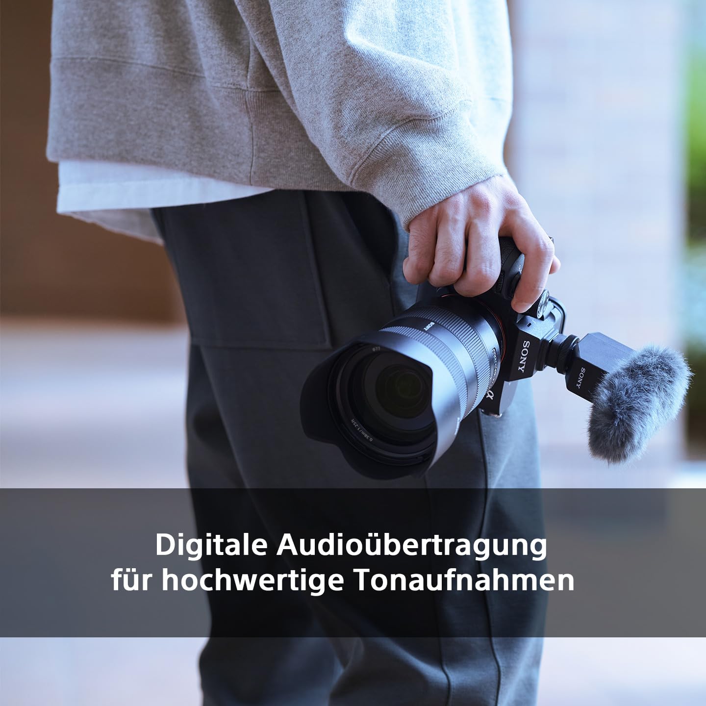 Sony ECM-B10, Kabelloses Shotgun Mikrofon, Rauschunterdrückung, einfache Bedienung, Ideal für Kameras, Interviews, Vlogs, Content Kreation, Streaming