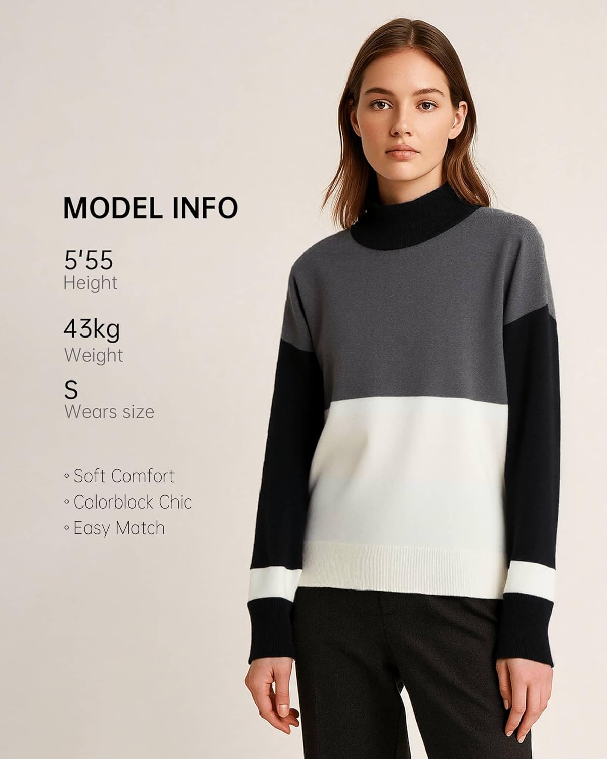 Women’s Color Block Knit Sweater - Crew Neck Oversized Pullover Jumper - Soft Warm Fall Winter Casual Top 007 - Image 7