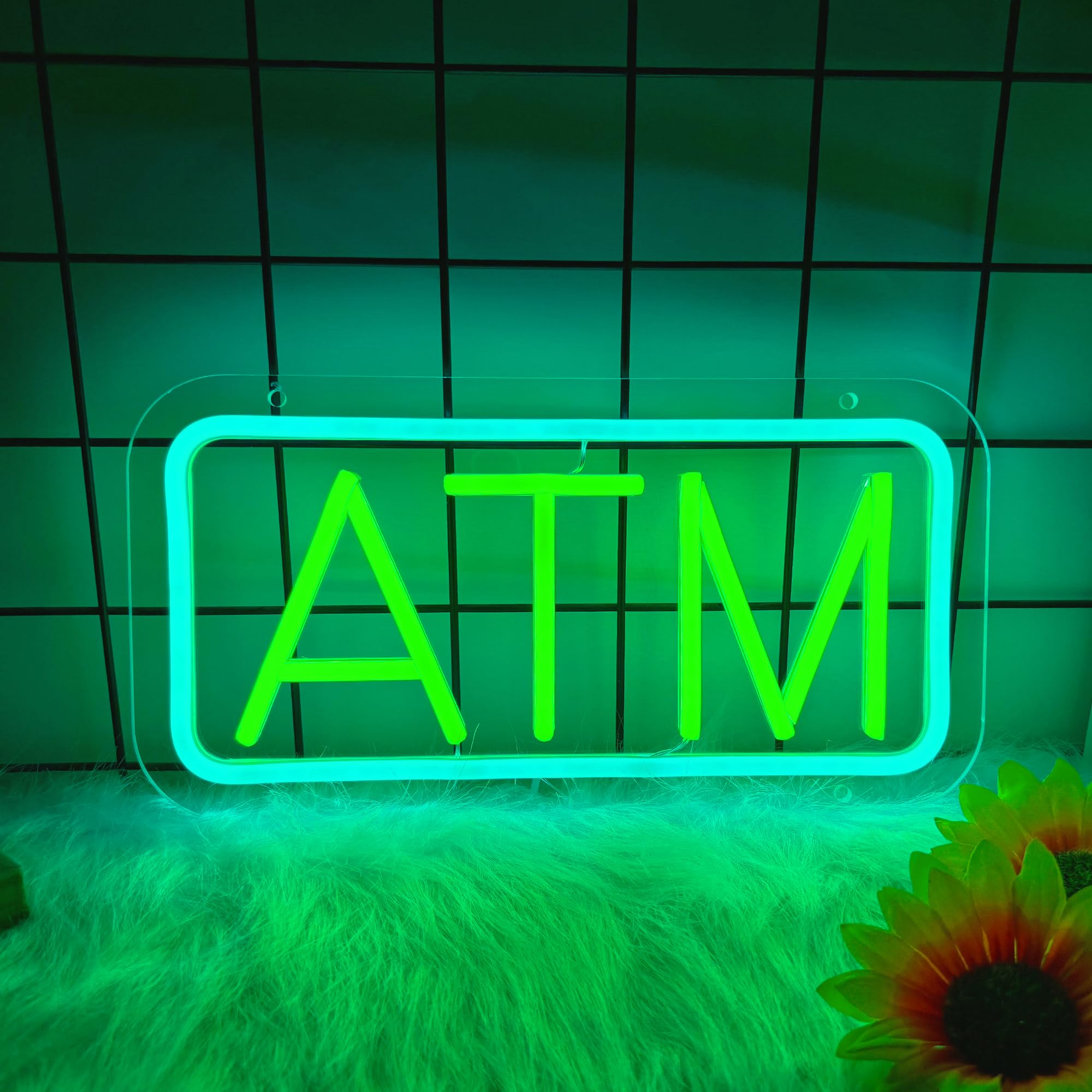 Photo 1 of ATM Neon Sign, ATM Led Signs for Wall Decor, Dimmable Neon Light Sign for Bank, Bedroom, Game Room, Kids Room, Bar Decoration, Dimmable USB Powered Light Up Signs for Party Decor