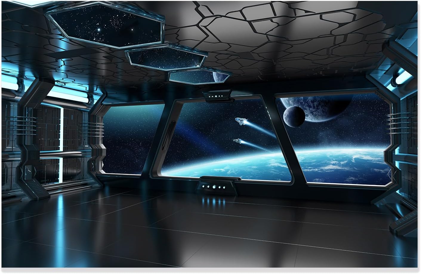 Spacecraft Wall Mural Wallpaper for Bedroom 173" x 120"(W x H)