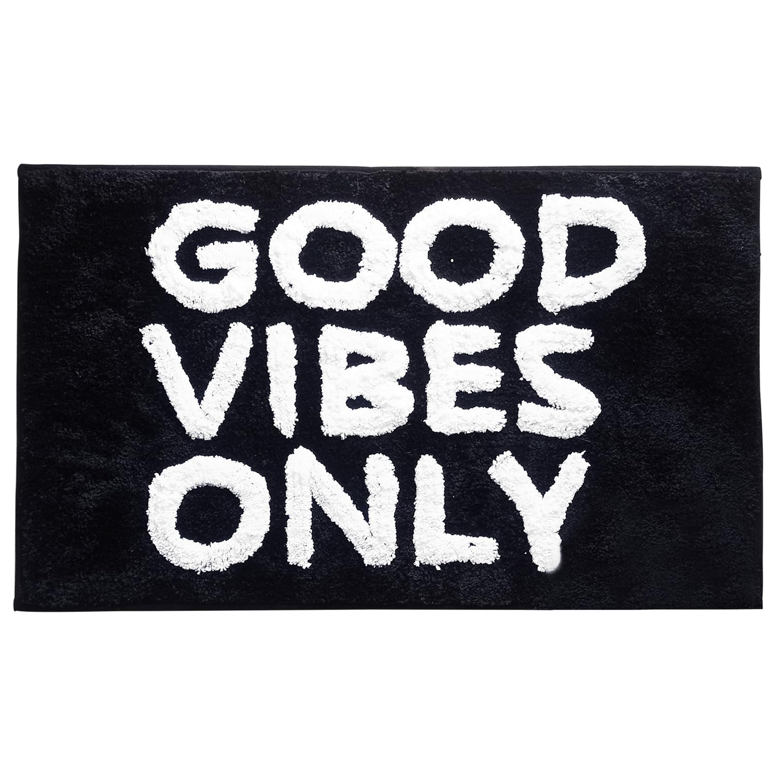 Clover Creations - Good Vibes Only Bathroom Rug - Ultra-Absorbent, Quick-Drying Affirmation Bath Mat with Non-Slip - Washable Rug for Bathroom,Soft, Shower, and Beyond - Black and White 20"*32"