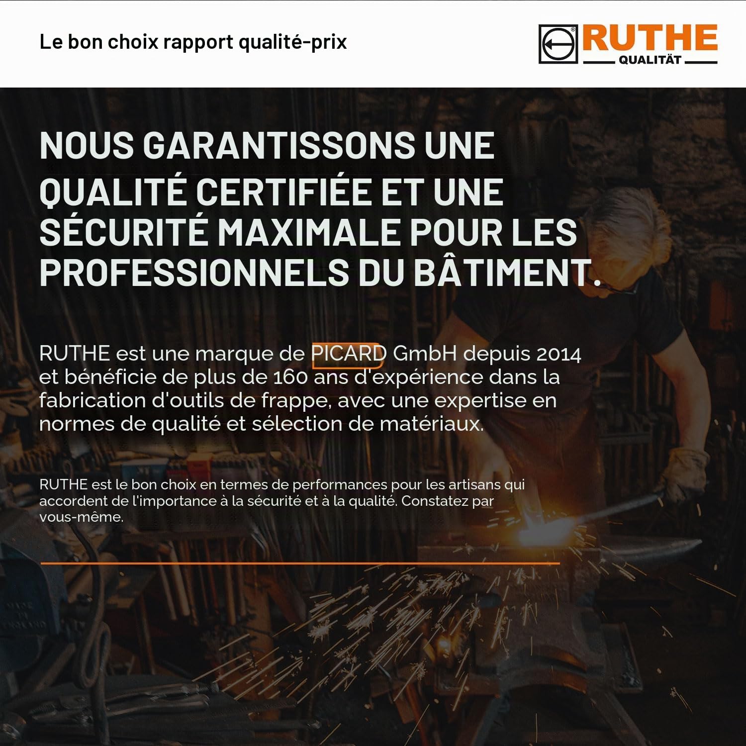 RUTHE marteau de maçon frêne, forme berlinoise, no. 3020059119, 2.000 gr. | Outil maçon professionnel | Marteau robuste avec manche en frêne | Marteau de pavage pour maçons et tailleurs de pierre