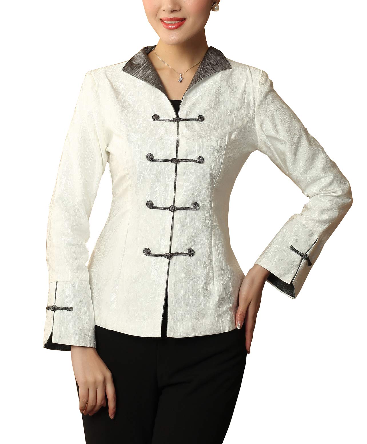 BitablueWomen's Jacquard Weave Cursive Script Tang Poetry Chinese Jacket