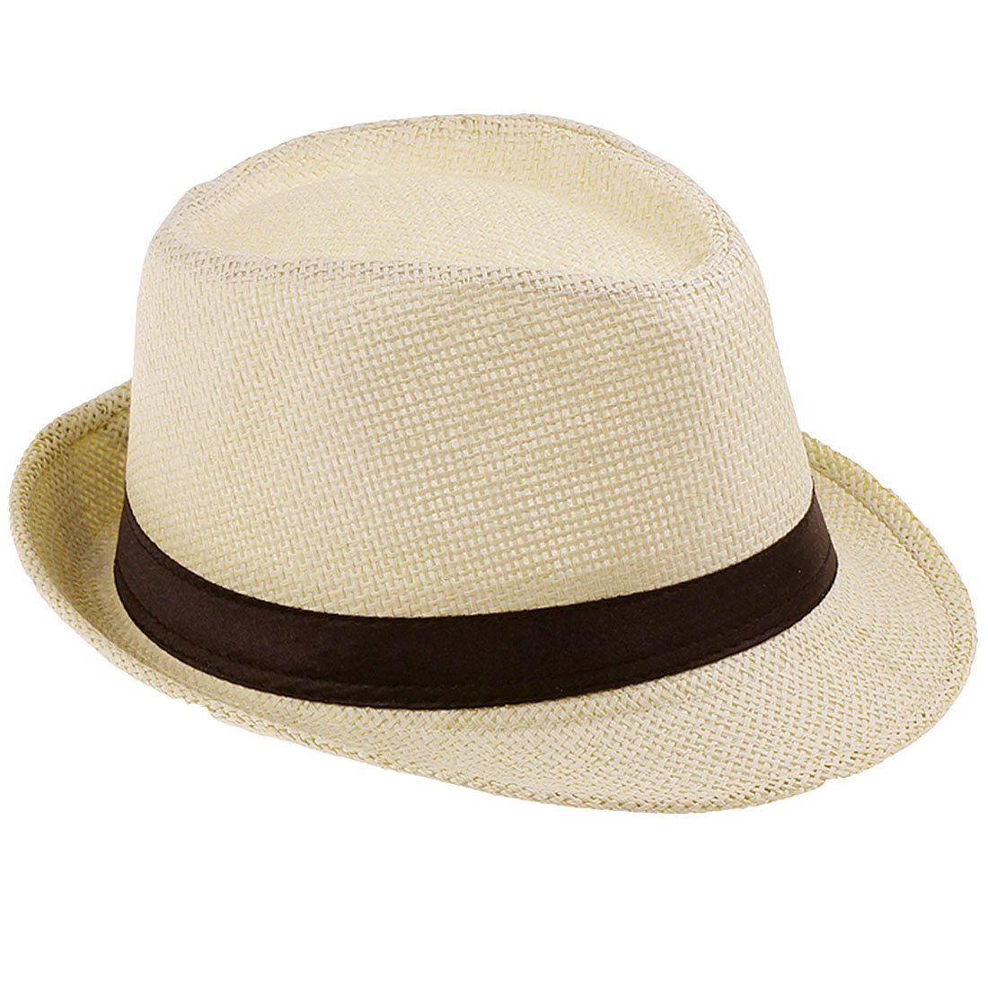 Jtc Men's Beige Wo Straw Fedora Trilby Gangster Hat Summer Beach Panama Jazz Cap (Beige)