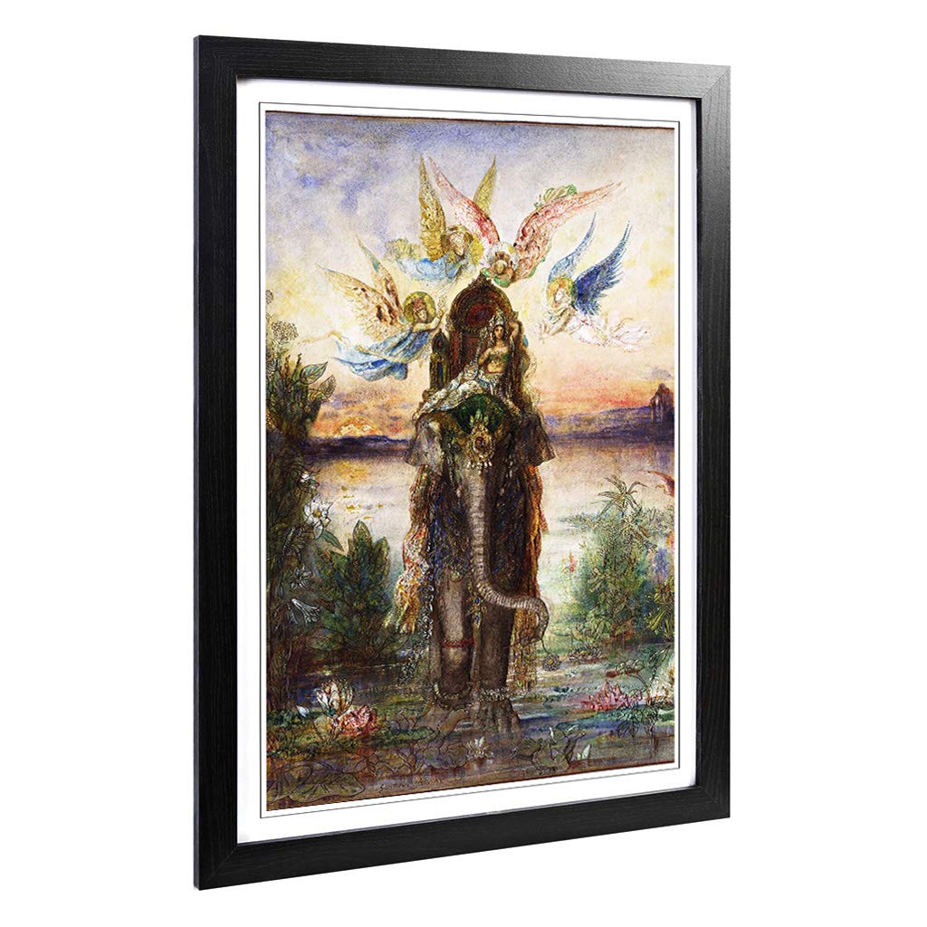 Big Box Art Framed Print of Gustave Moreau The Sacred Elephant Design | Wall Art Picture | Home Decor for Kitchen, Living Room, Bedroom, Hallway, Black, A2 / 24.5x18 Inch / 62x45cm