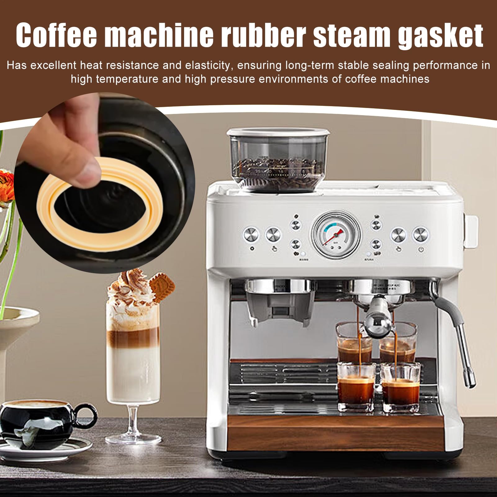 Guarnizione in silicone | 2 pezzi di ricambio smerigliatrice |, bar e ufficio per la preparazione di caffè e tè - amici e ufficio