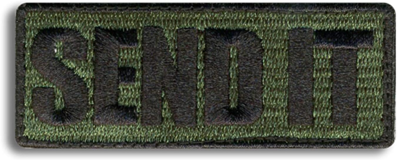 BASTION Morale Patches (Send It, Choose Color) | 3D Embroidered Patches with Hook & Loop Fastener Backing | Well-Made Clean Stitching | Military Patches Ideal for Tactical Bag, Hats & Vest (Green)
