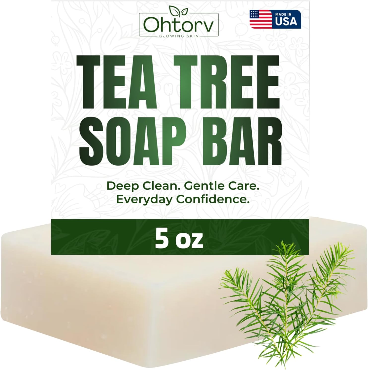 Tea Tree Soap – Natural Defense Tea Tree Oil Wash Bar for Face & Body – Remedy Soap Fights Acne, Skin Irritation, and Prevents Breakouts – Deeply Cleansing, Hydrating Cleanser for Calm, Fresh Skin