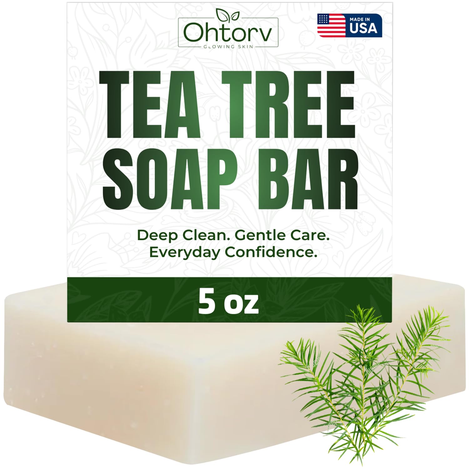 Tea Tree Soap – Natural Defense Tea Tree Oil Wash Bar for Face & Body – Remedy Soap Fights Acne, Skin Irritation, and Prevents Breakouts – Deeply Cleansing, Hydrating Cleanser for Calm, Fresh Skin