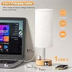 Lampe de table pour la chambre à coucher 2 - Toucher 3 Lampes de chevet dimmables avec USB Ports C et A, Lampe de nuit pour table de nuit avec AC Outlet, Lampes de bureau pour le salon, Salle de lecture, Chambre pour enfants, Bureau