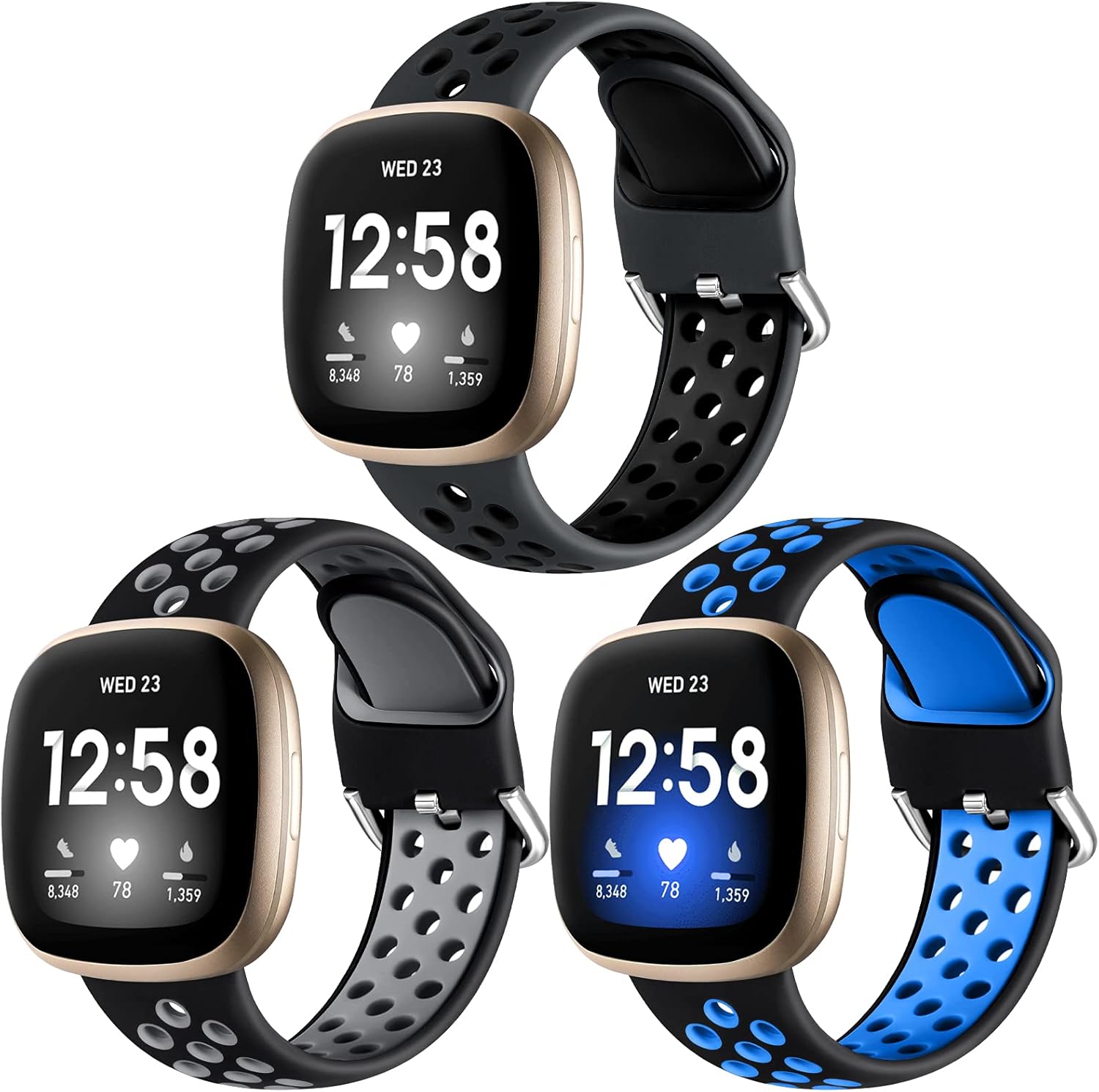 Getino Compatible with Fitbit Sense 2/ Sense Bands/Versa 4/ Versa 3 Bands Women Men, Waterproof