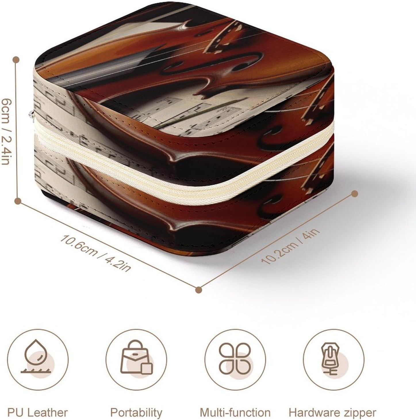Women's Fashion Jewelry Box, Violin Sheet Music Printing To Go Portable Jewelry Box, Personalized Travel Mini Jewelry Organizer,Exquisite Portable Jewelry Box image 2