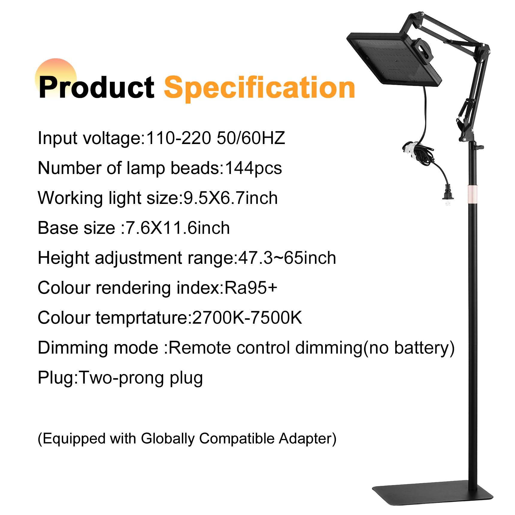 Lampada da lavoro a LED polarizzata con lenti per visione del tatuaggio e cornice extra per eliminare le ombre, alta definizione, dotata di supporto per luci a 360°