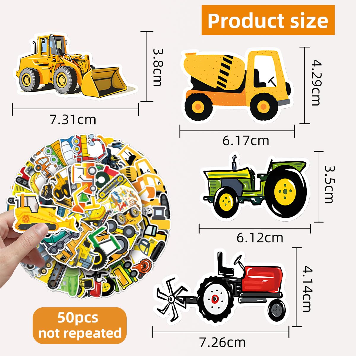 50 Piece Excavator Sticker Set, Waterproof Car Trac Produktbild-Vorschau 9