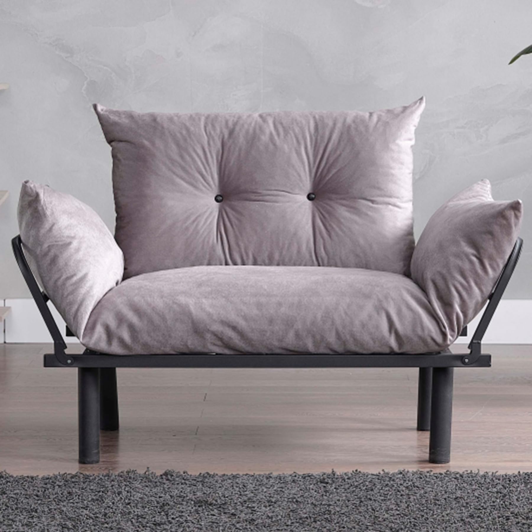 HRVEOCEI 49" Mini Couch with Mattress Included, Small Loveseat Sofa Chair for Small Space, Oversized Accent Chair and a Half, Metal Frame (Gray)