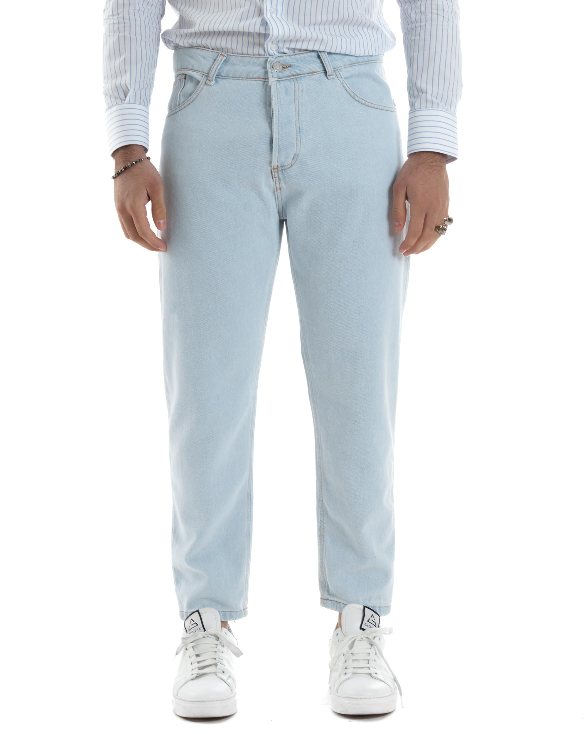 Pantalón vaquero de hombre largo con cinco bolsillos rotos, fabricado en Italia