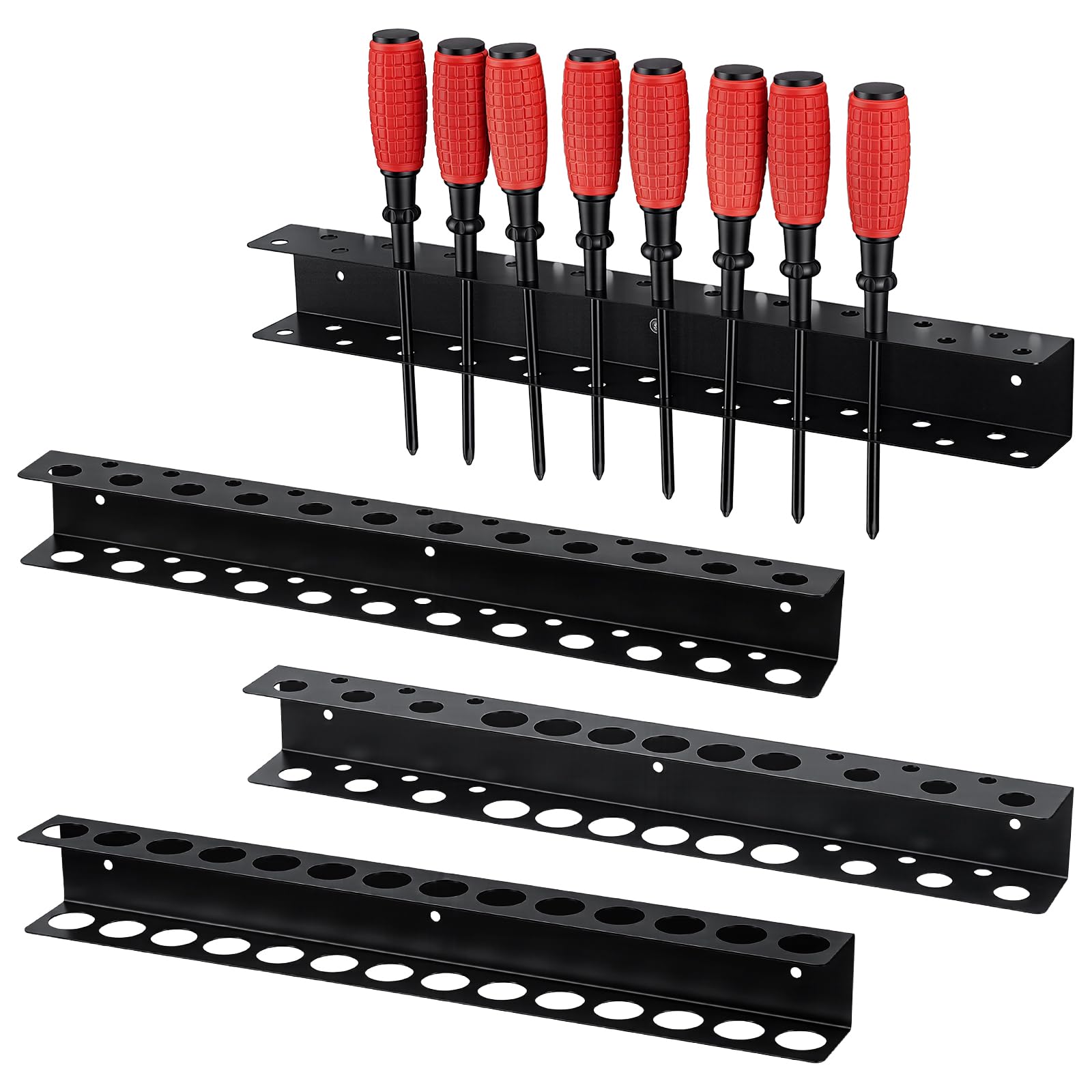 INTERWARM 4 Pcs Screwdriver Holder Wall Mount,4 Styles Heavy Duty Screwdriver Organizer,Hand Tools Organizer Pliers Rack for Screw Driver Pliers Suitable Garages Homes Workshops Sheds