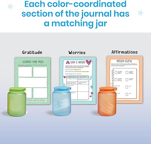 Miniatura 3 de hand2mind Llenando Mis Frascos - Diario Interactivo, Actividades de Mentalidad de Crecimiento y Gratitud para Niños, Afirmaciones Positivas para