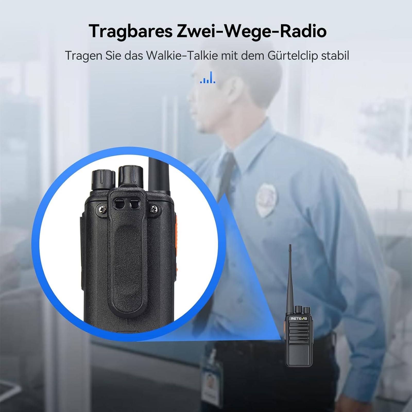 Retevis RB669 Funkgerät Set mit Headset, Freenet Lizenzfrei Walkie Talkie, 6 Freenet Kanäle und 16 PMR446, Deutsches Sprachsystem, Typ C Laden Sie, Funkgerät für Logistik, Business(Schwarz, 10 Stück)