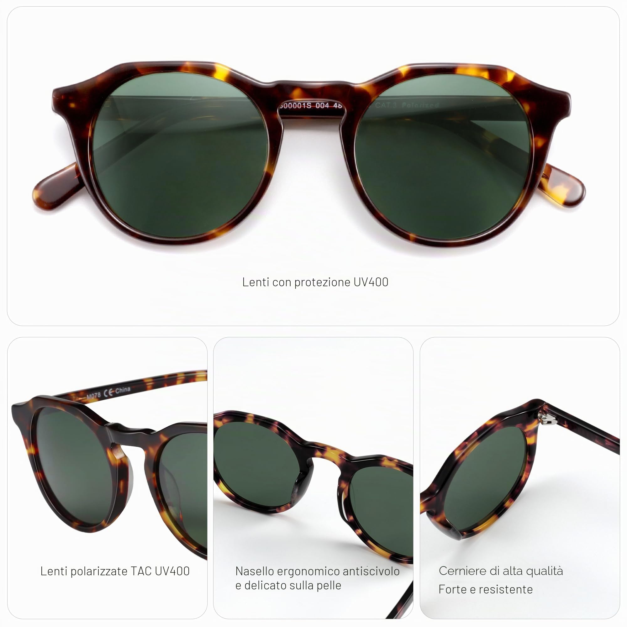ZENOTTIC Occhiali da Sole Rotondi Vintage Polarizzati per Uomo e Donna con Protezione UV400