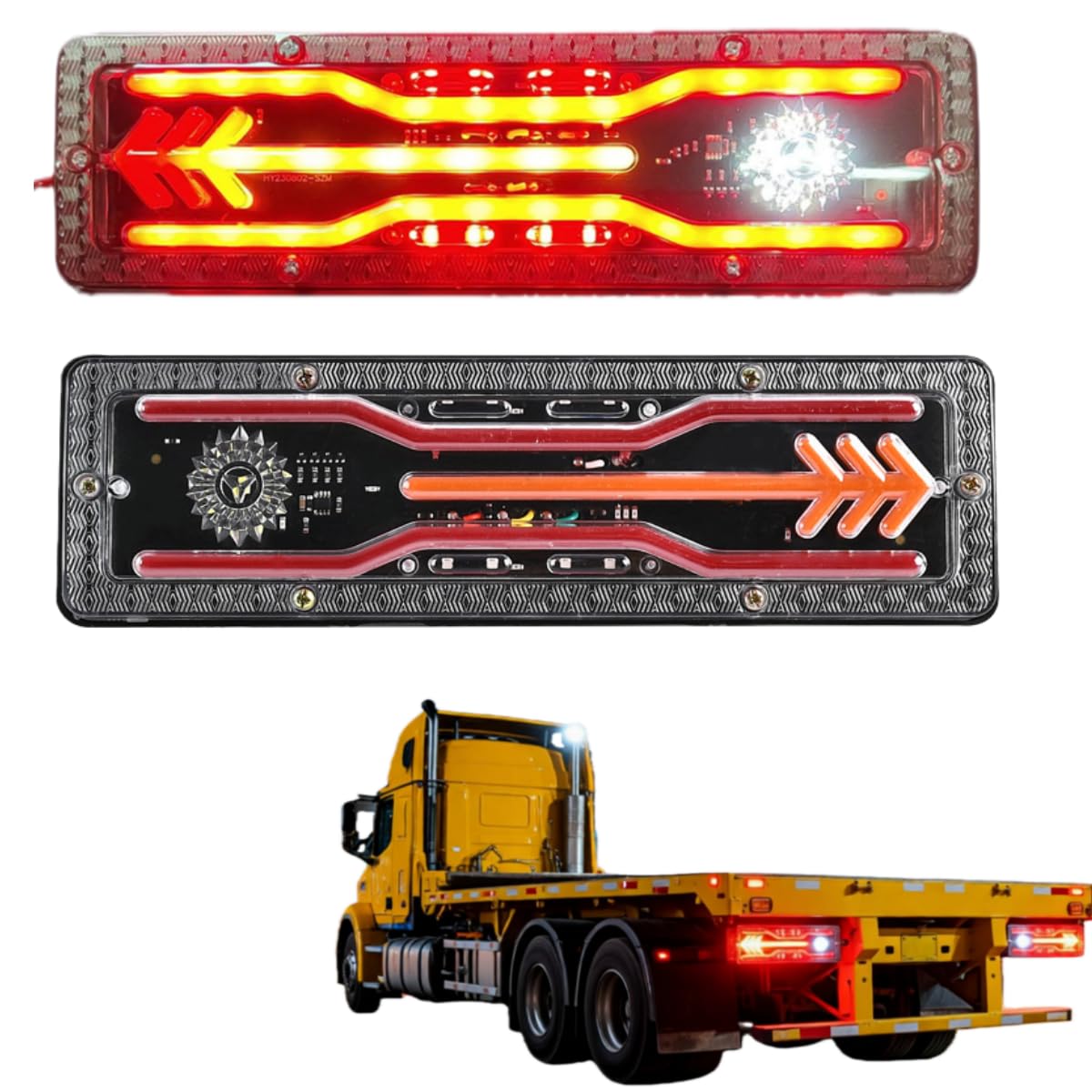 2PCS Trailer Tail Lights With Turn Signal,Utility Truck Tail Lights Waterproof,12V 24V Universal Trailer Brake Lights for Truck RV UTV Camper Van Flatbed (Arrow)