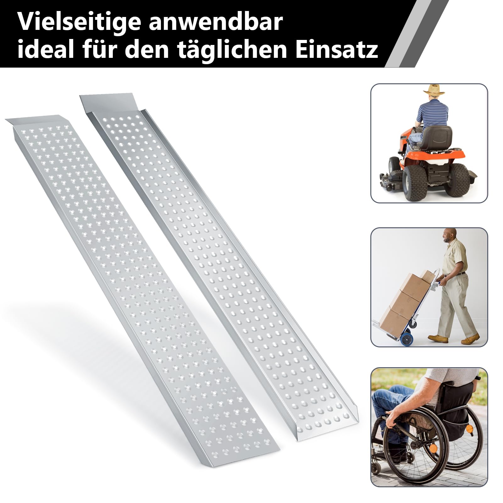 LIEKUMM 2 x oprijplaat, max. 600 kg, 150 cm, oprijplaat voor aanhanger, aluminium laadhelling voor motorfiets, aanhanger, ATV, quad auto's