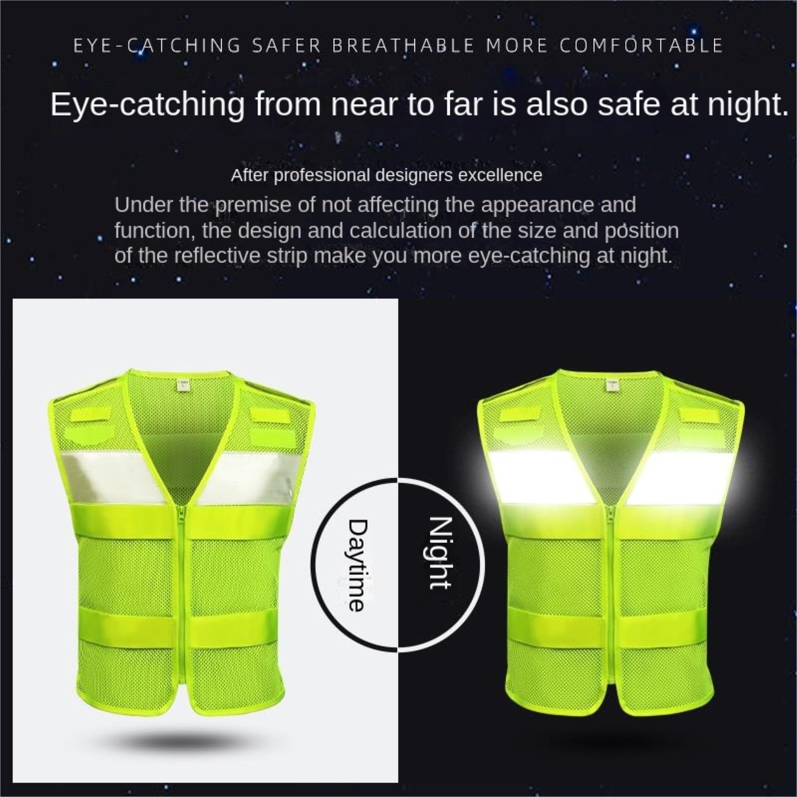 Gilet di Sicurezza Riflettente attività All'aperto Giubbotto Riflettente Leggero di Sicurezza for Pattuglie Notturne(XL)