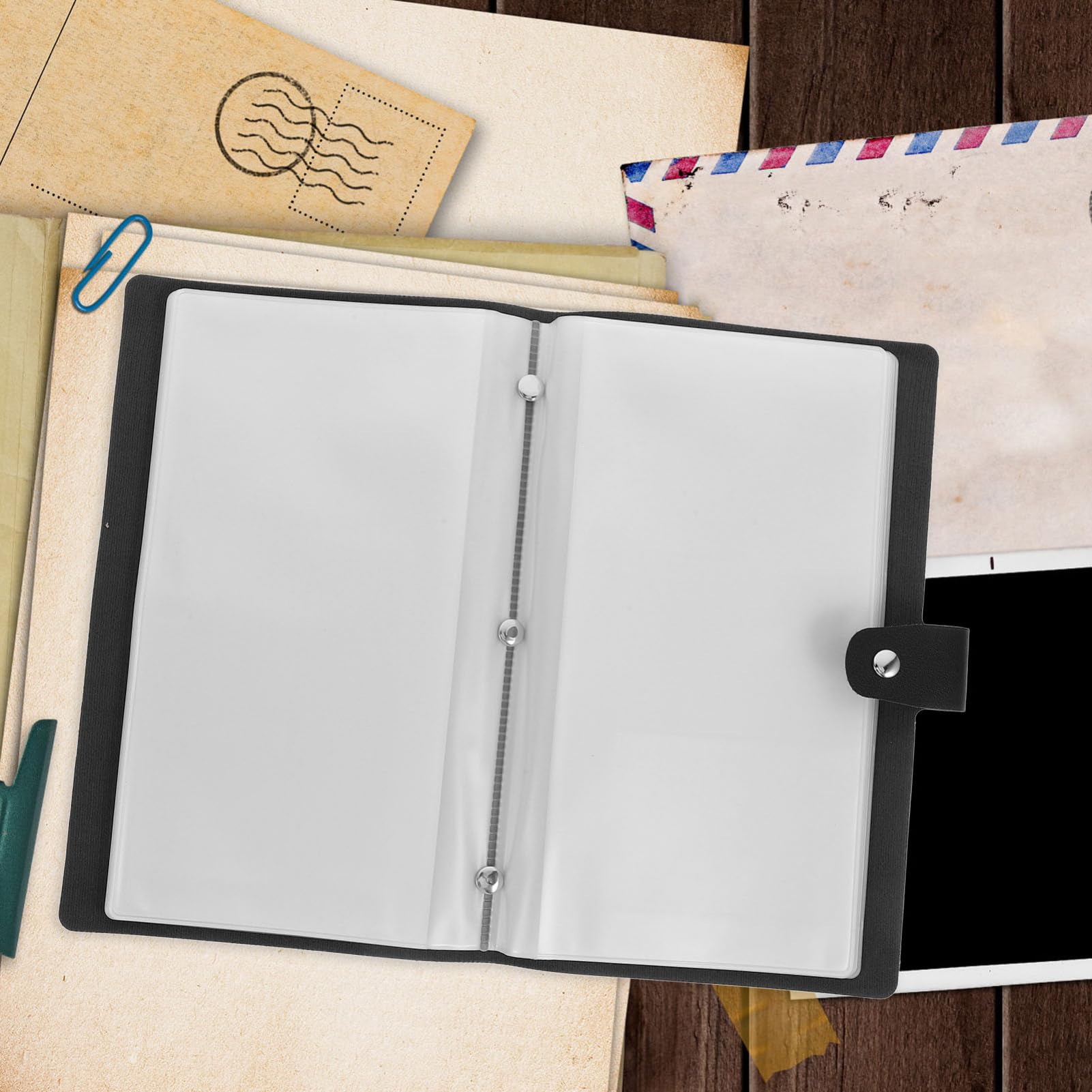 TEHAUX Carnet de Factures Pratique en Pu et Pvc Noir, Portable 20 Feuilles pour Organiser et Protéger Documents Importants au Bureau