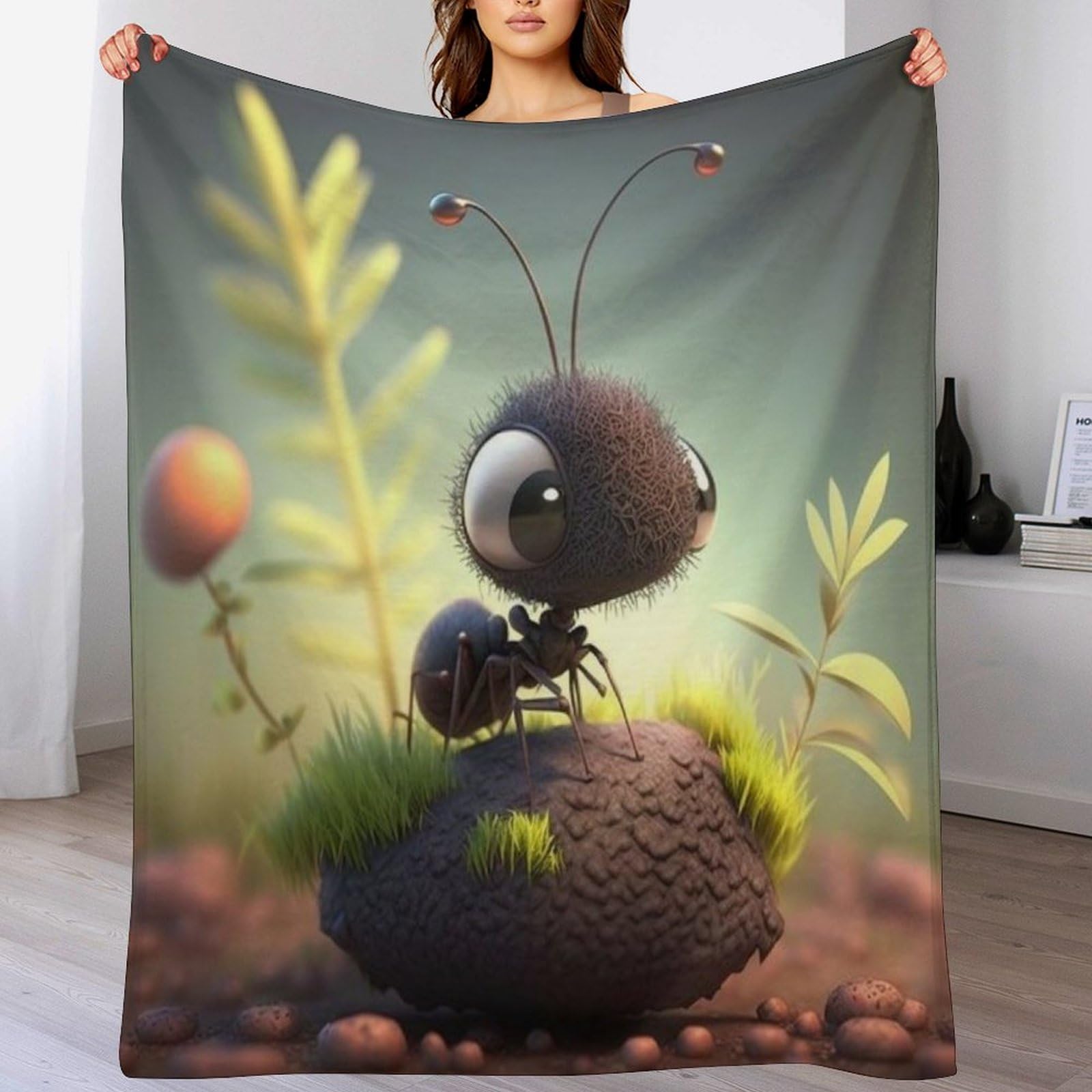 Couverture en flanelle douce Fourmi Mignonne pour vos soirées sur le lit