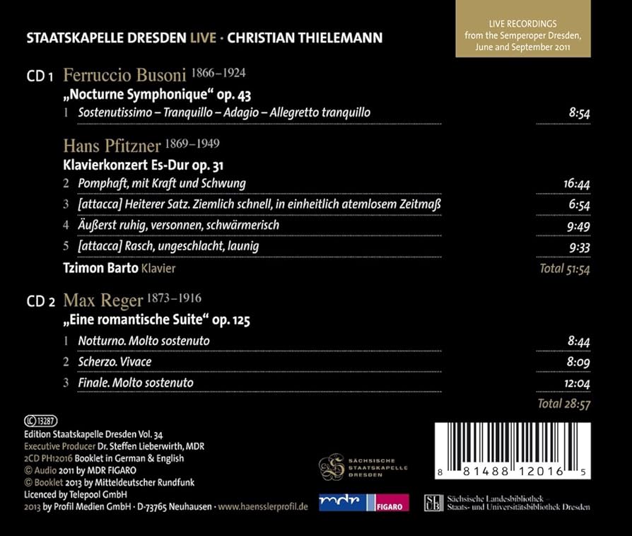 レーガー＆プフィッツナー
管弦楽曲集
ウラニア盤LP 1952年発売 Amazon.co.jp: Edition Staatskapelle Dresden Vol. 34: Busoni