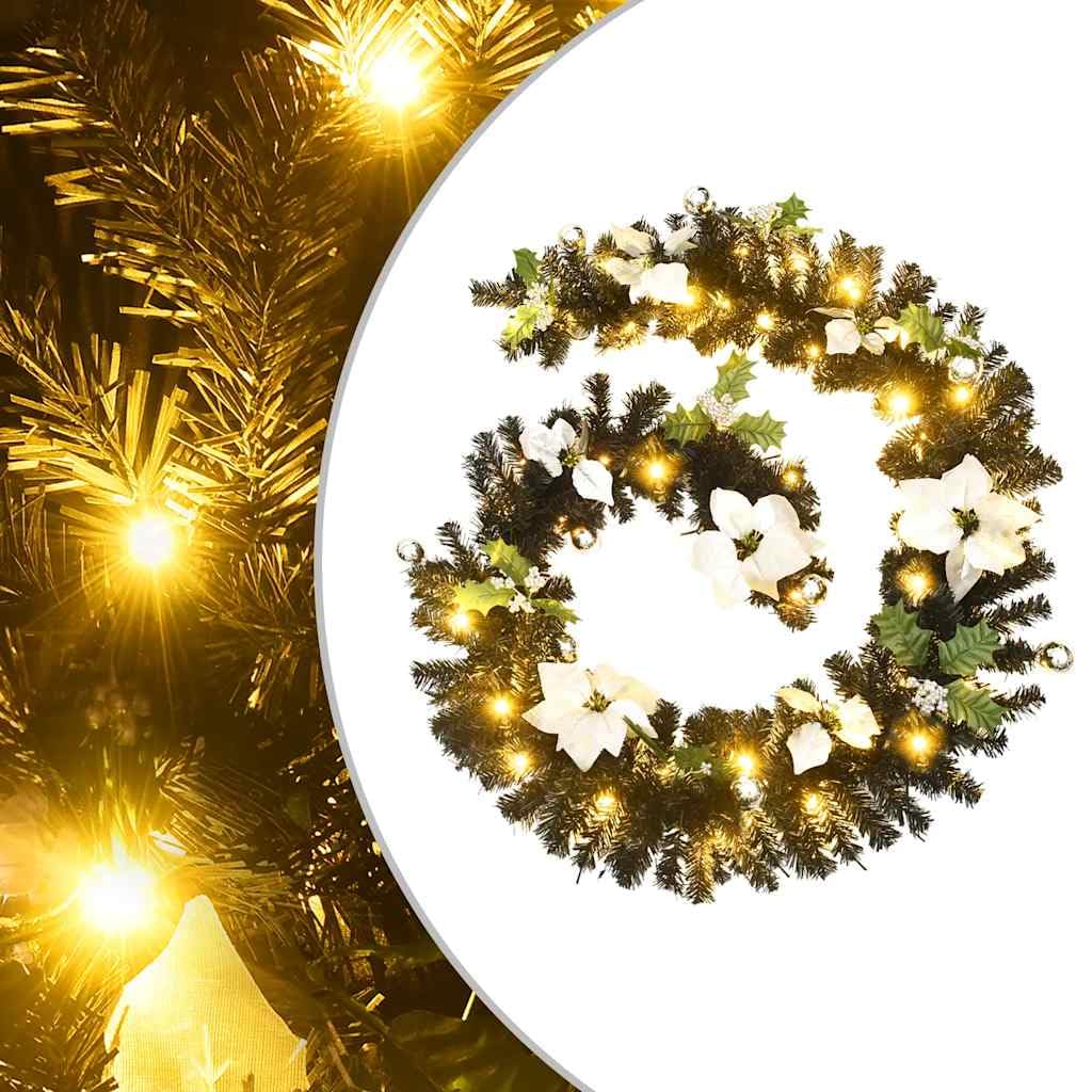 Guirnalda de Navidad con luces LED negras de PVC de 2,7 m, 50 ledes, 220 puntas, impermeable para interior y exterior, funciona con USB, iluminación festiva para ventanas, jardín, balcón